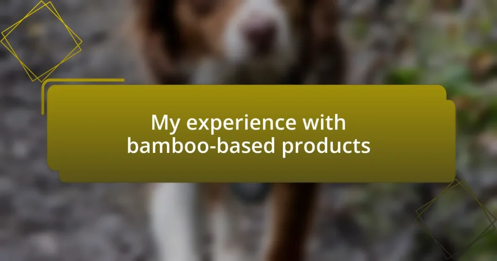 My experience with bamboo-based products