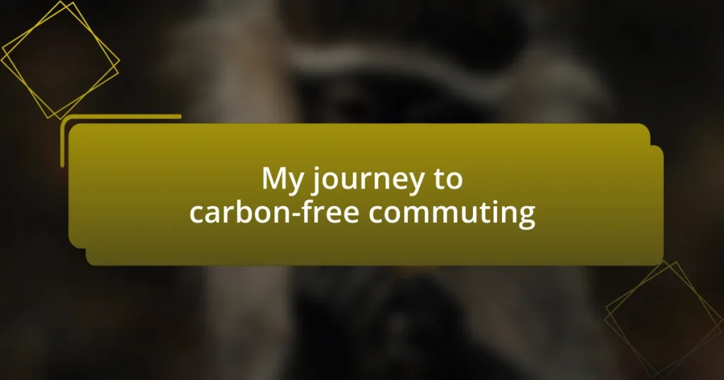 My journey to carbon-free commuting