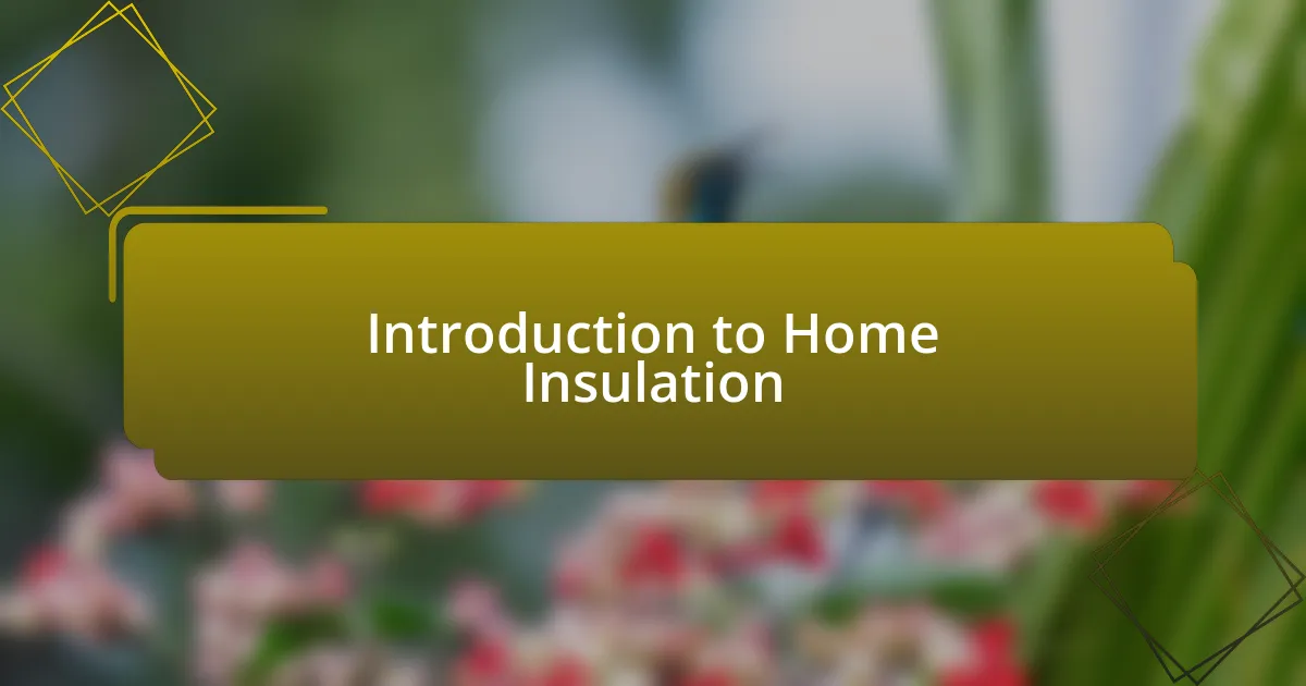 Introduction to Home Insulation