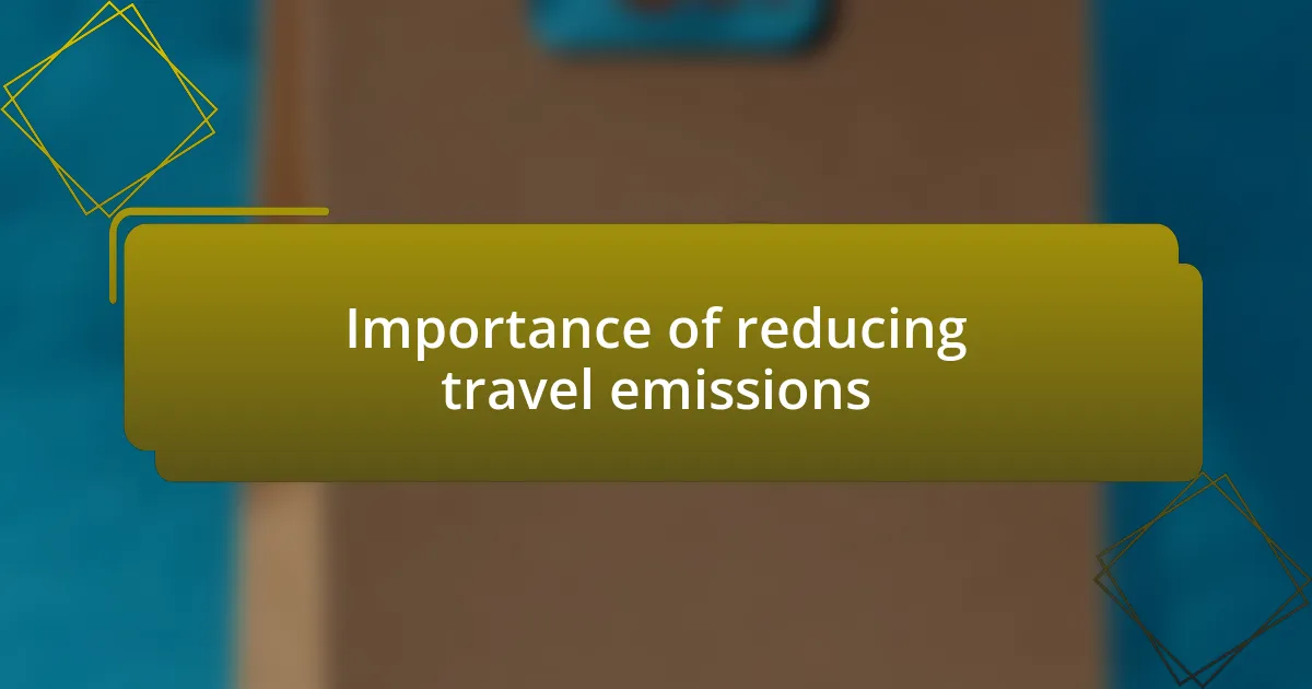 Importance of reducing travel emissions