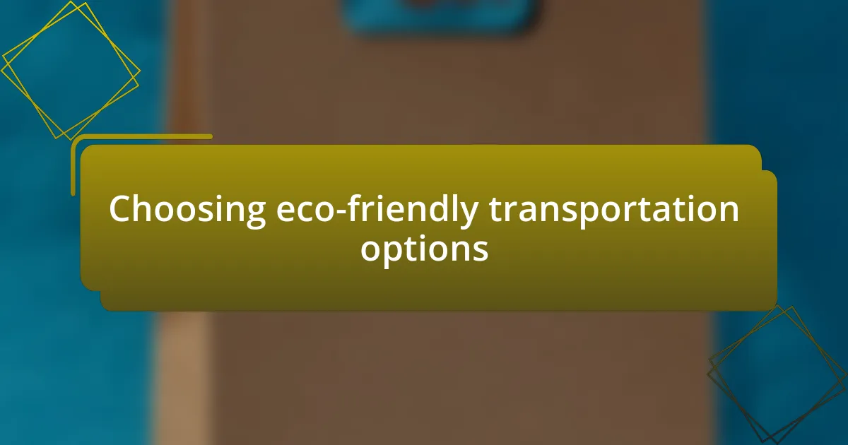 Choosing eco-friendly transportation options