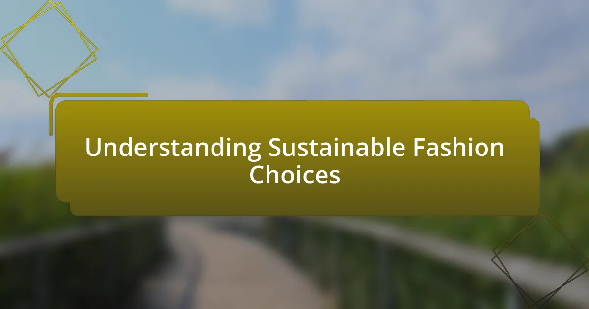 Understanding Sustainable Fashion Choices