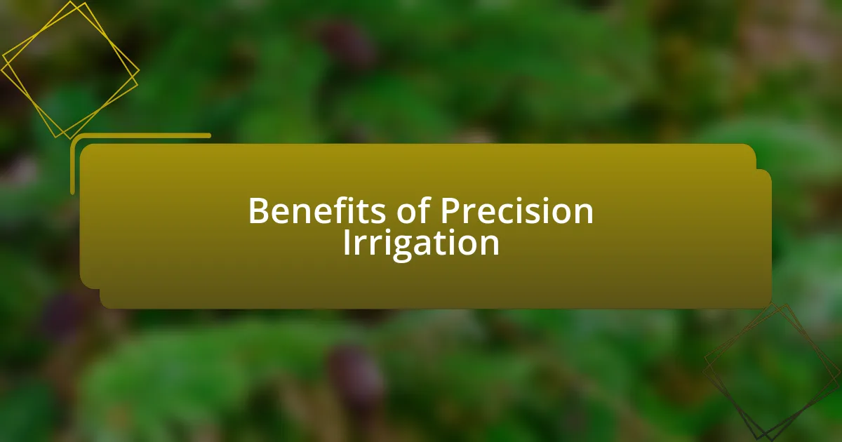 Benefits of Precision Irrigation