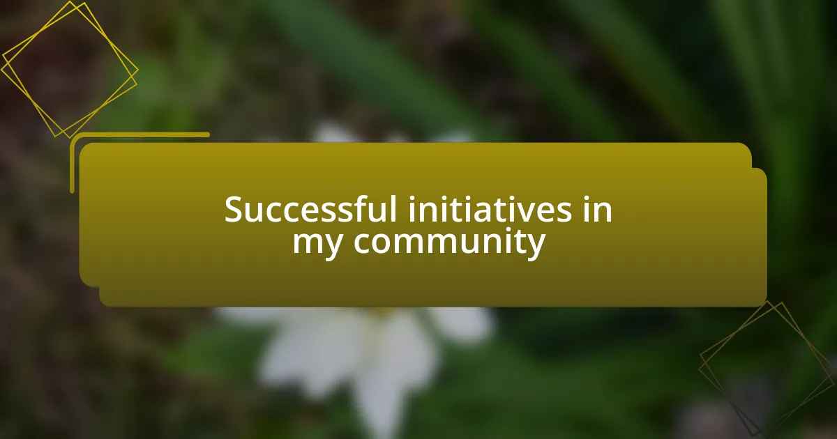 Successful initiatives in my community