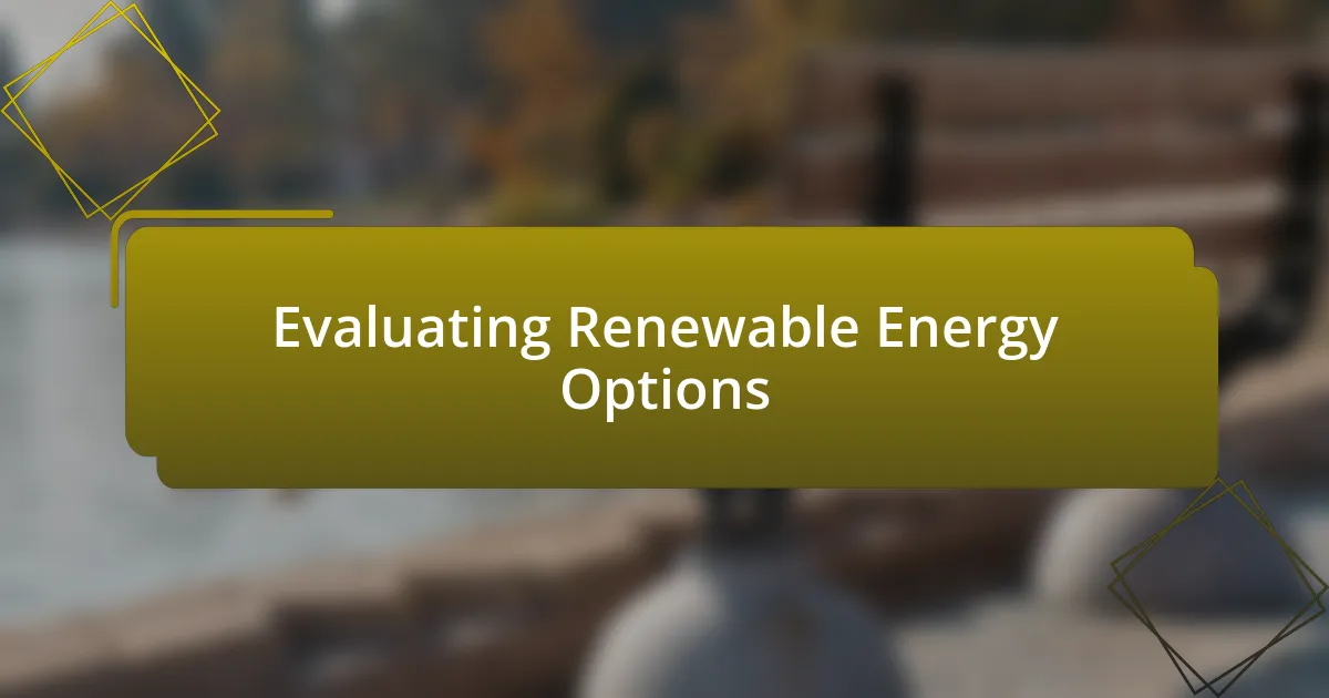 Evaluating Renewable Energy Options